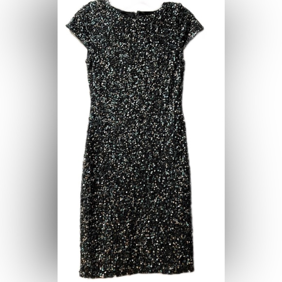 Alice+Olivia ❤️ scoop.black gold and green sequins black mini dress size 2 - Picture 1 of 11
